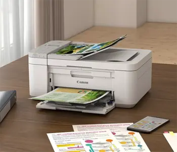 מדפסת הזרקת דיו משולבת אלחוטית Canon PIXMA TR4756i - צבע לבן - קנון