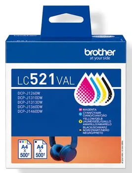 סט 4 ראשי דיו מקוריים Brother LC-521VAL