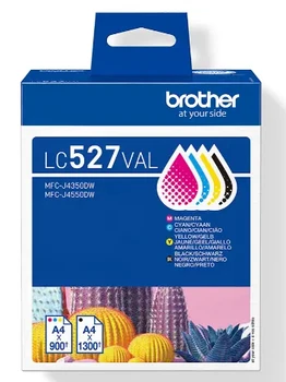 סט 4 ראשי דיו מקוריים Brother LC527VAL (1,300 דפים בשחור, 900 דפים בצבע)